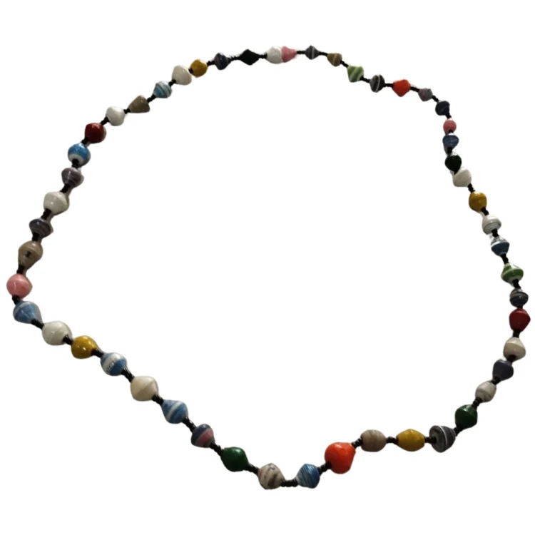 Jorova Long Paper Bead Necklace