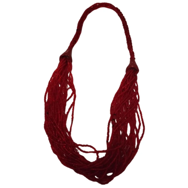 Jorova Beaded Strands Necklace – Red