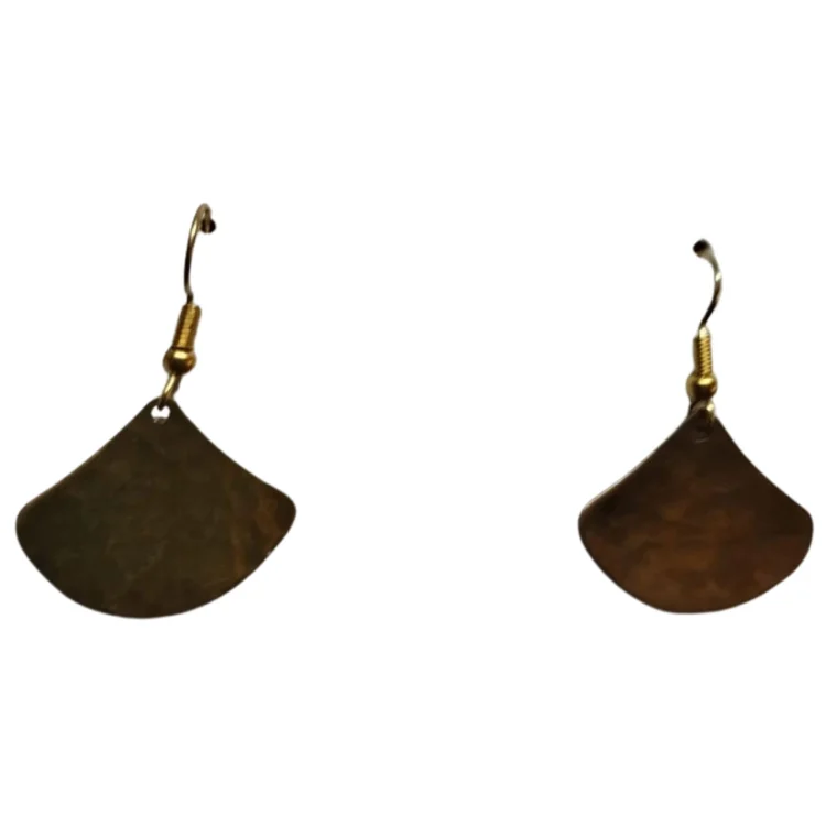 Jorova fan-shaped hammered disc brass earrings