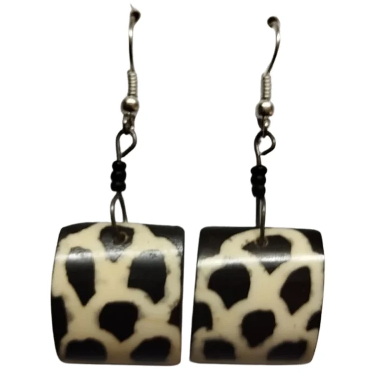 Jorova giraffe print bone earrings