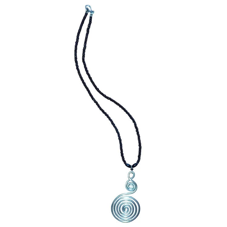 Jorova beaded with silver coil pendant